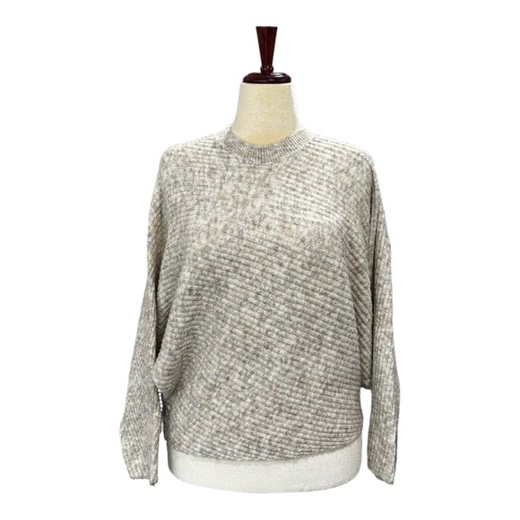 JEAN MACHINE WOMENS SWEATER TAN/CREAM/GREY LARGE SLEEVES PULLOVER MEDIUM. - Picture 1 of 8